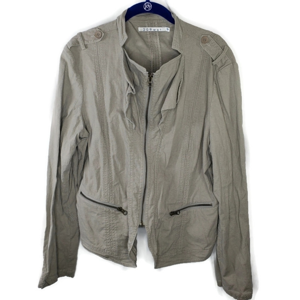 209 wst Military Style Linen Blend Full Zip Jacket Size 12